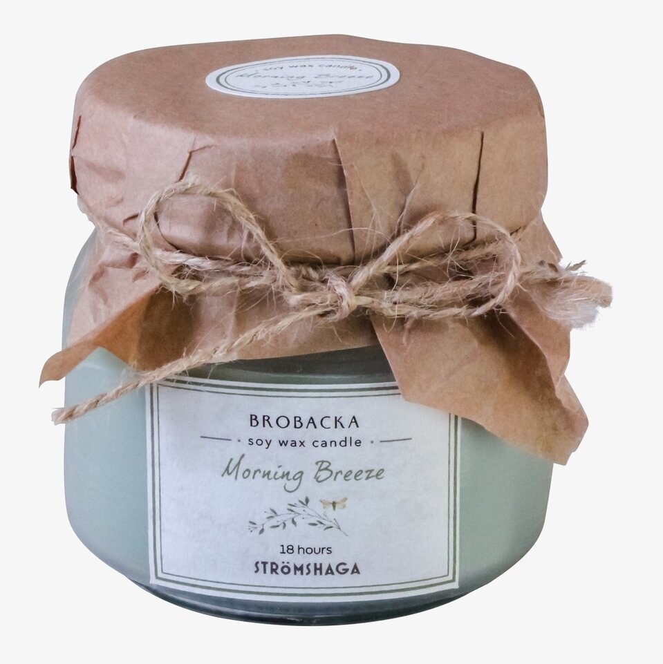 Bild av elegant doftljus i glasburk med rustikt lock