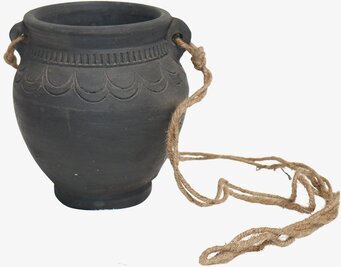 Bild av stor svart ampel i lergods med elegant design