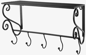 Bild av stilren vägghylla med krokar för hemmet