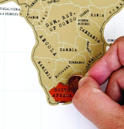 Hand skrapar Sydafrika på Scratch Map Travel från Annat