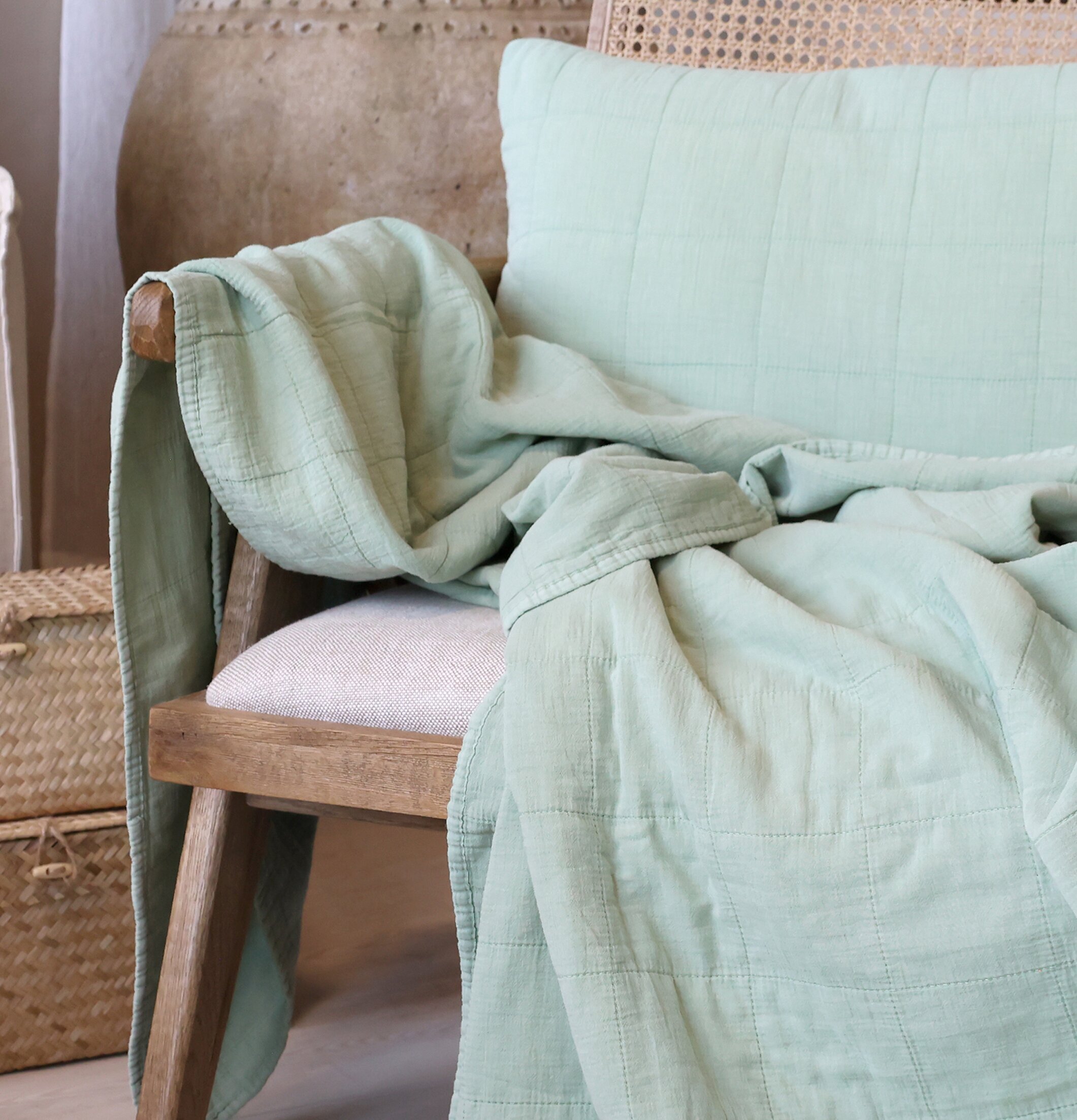 Aix Pläd Vintage Grön Chic Antique Täcken, filtar, plädar och överkast Filtar Plädar Överkast