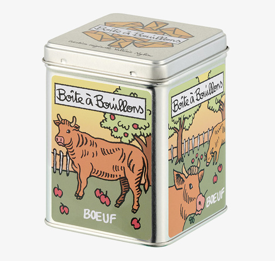 Plåtburk Köttbuljong Derriére la porte Plåtburkar Metallburkar