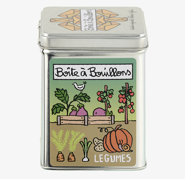 Plåtburk Grönsaksbuljong Derriére la porte Plåtburkar Metallburkar