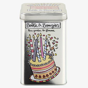 Bild av färgglad plåtburk för tårtljus med festlig design