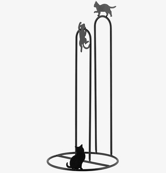 Bild av pappershållare med kattmotiv och stilren design