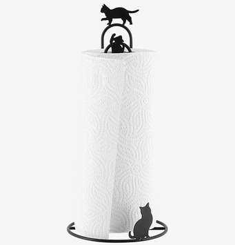 Bild av pappershållare med kattsiluetter i svart metall