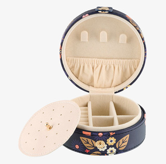 Bild av elegant smyckesskrin med blommönster och fickor