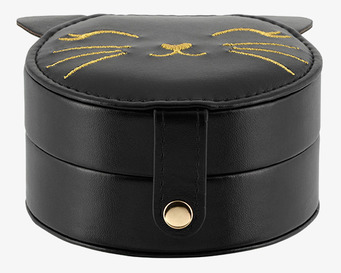 Bild av charmigt smyckeskrin med kattdesign i svart