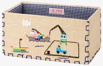 Bild av förvaringskorg med maritimt tema och detaljer