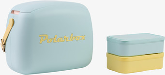 Bild av ljusblå kylväska med matlådor i harmonisk färg
