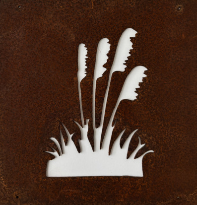 Bild av kreativt pampasgräs i rostig metallisk design