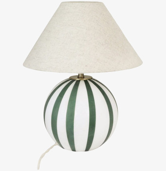 Bild av lampfot med grön och vit randig design