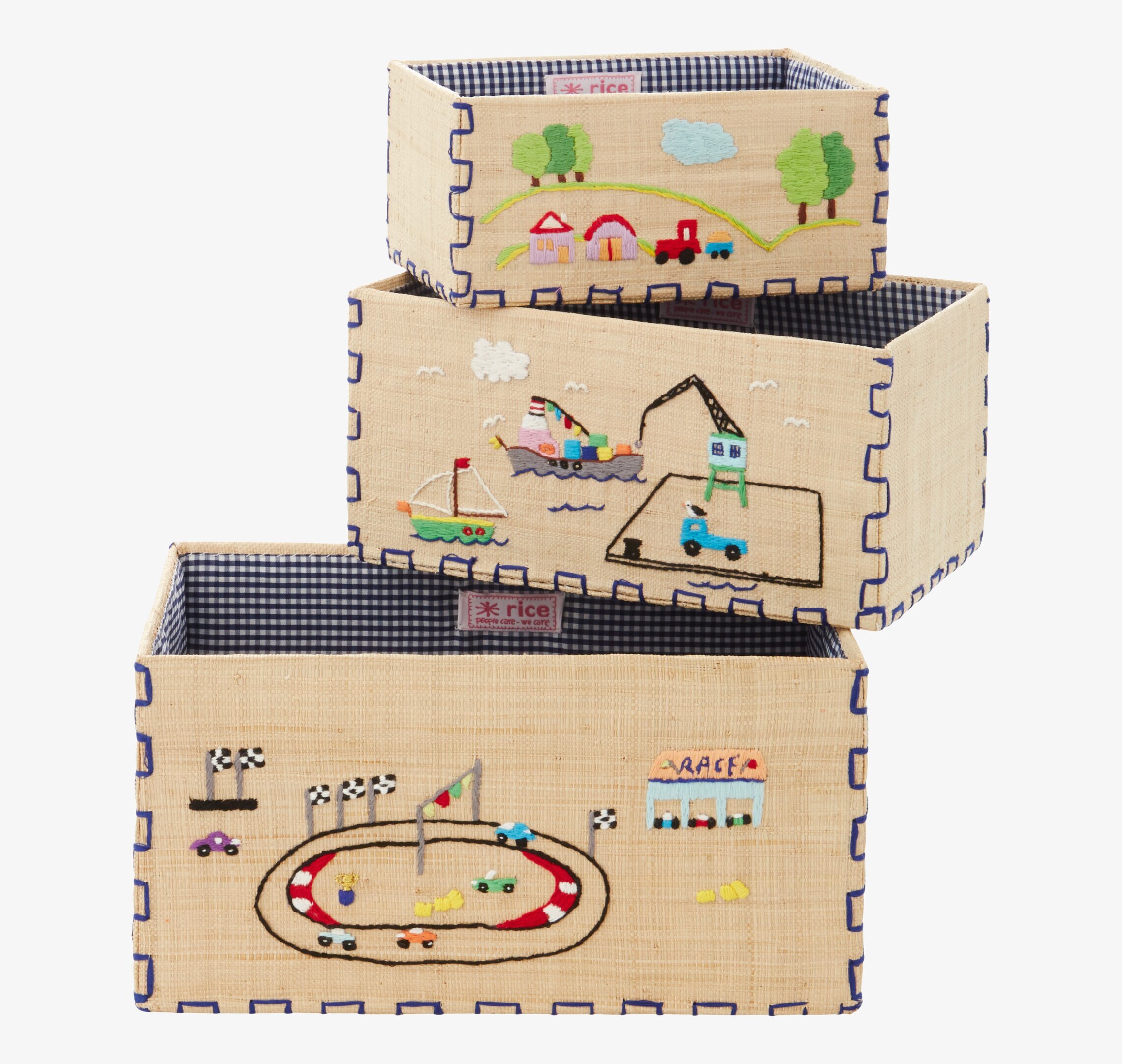 Förvaringskorg Boys Theme L från Rice med broderade motiv