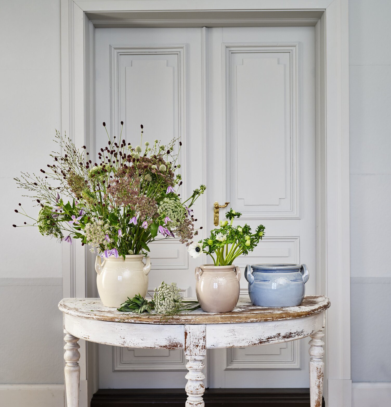 Krus Brobacka 4L Krämvit Hög Beige Låg Strömshaga Krukor Örtkrukor Glaskrukor