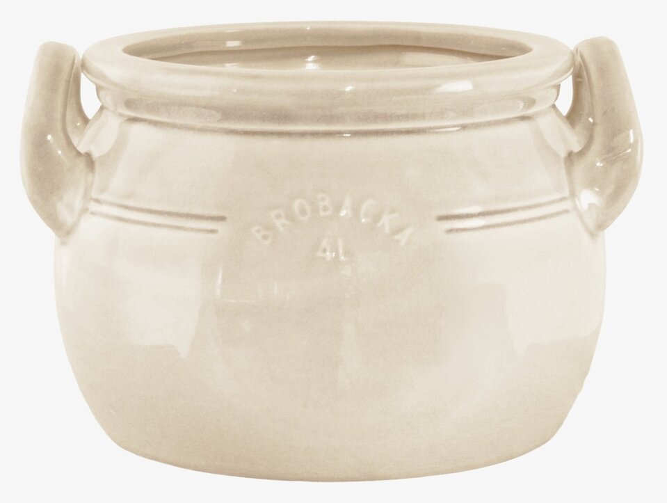 Krus Brobacka 4L Krämvit Låg Strömshaga Krukor Örtkrukor Glaskrukor