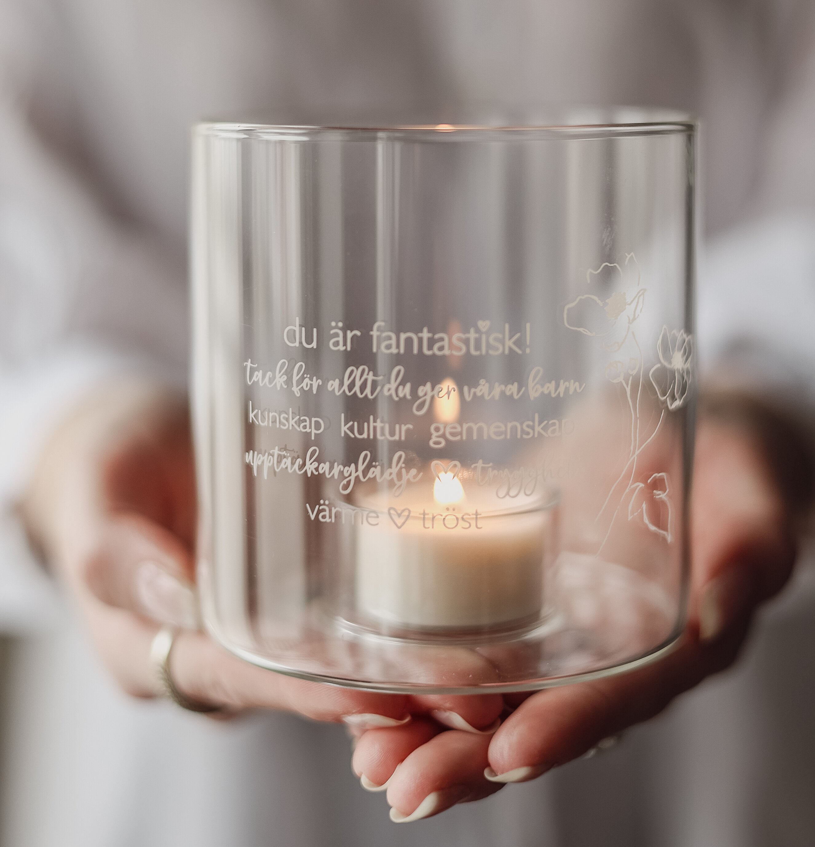 Ljuslykta - Du är fantastisk,Tack för allt du ger våra barn Majas Cottage Lyktor Endless Light