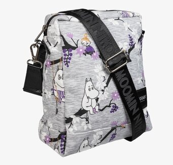 Bild på axelväska med Muminmotiv och justerbar svart rem