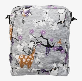 Bild på axelväska med mönster av sagolika figurer och träd