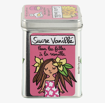 Bild på färgglad plåtburk för vaniljsocker med unik design