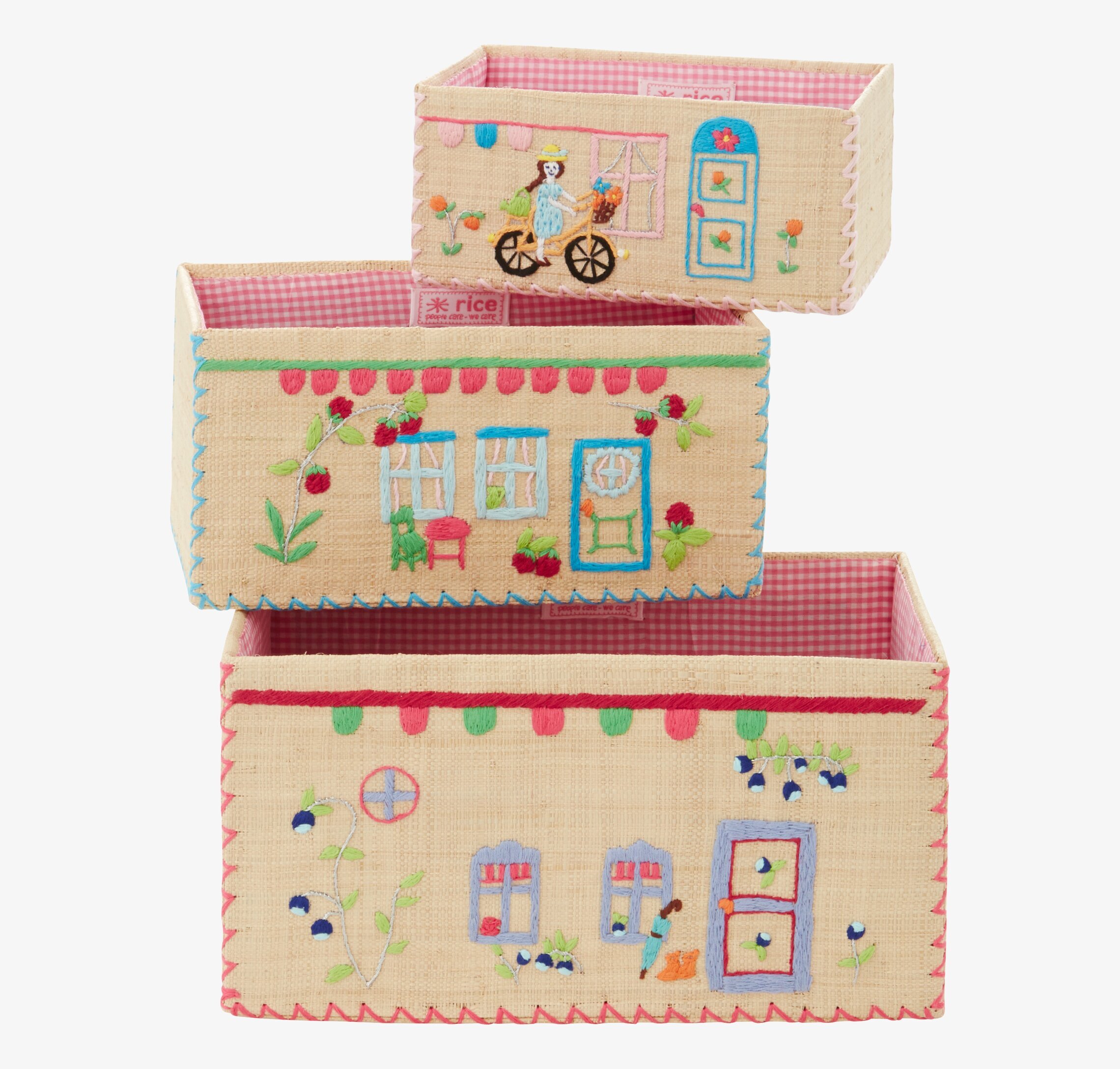 Bild av charmiga förvaringskorgar med livfull design