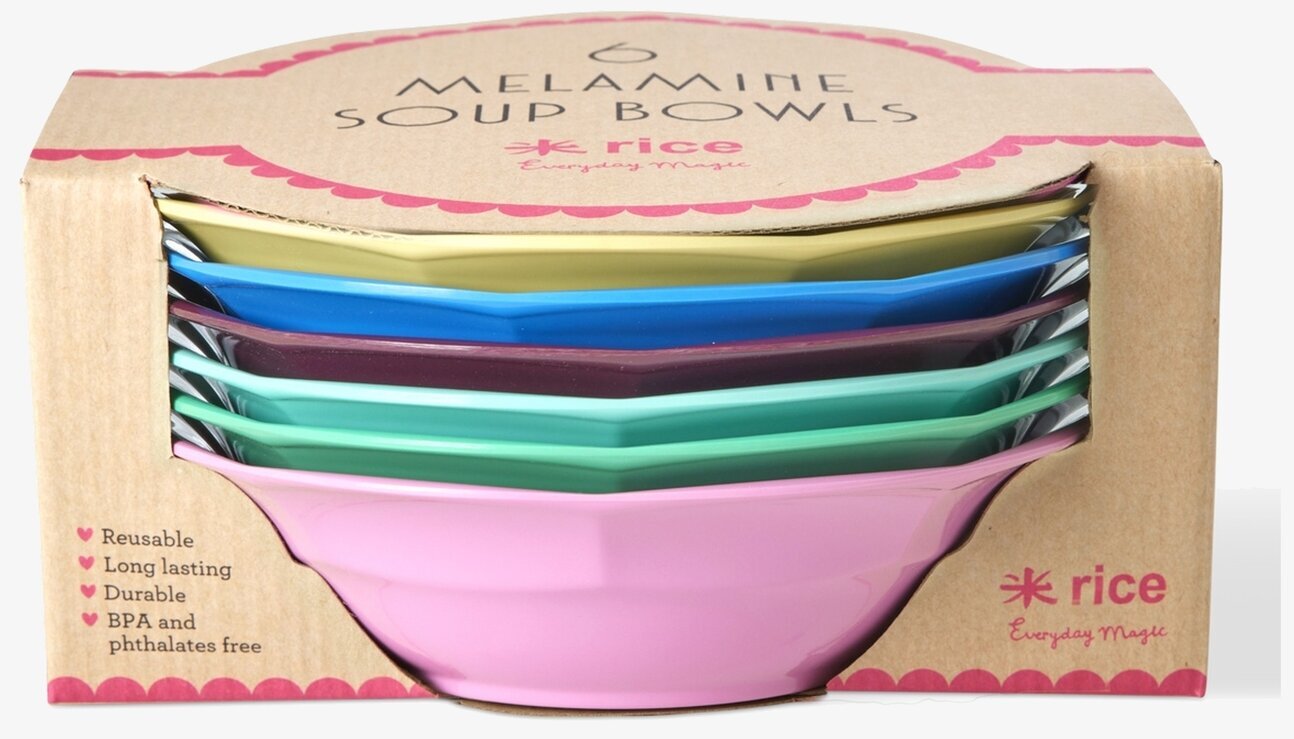 Djupa skålar Melamin 6-pack Rice Skålar att äta ur tilltugg Såskannor/Vispskål Skål servering Matlådor Förvaring av
