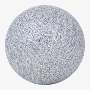 Bild av dekorativ rund boll i silver med tråddesign