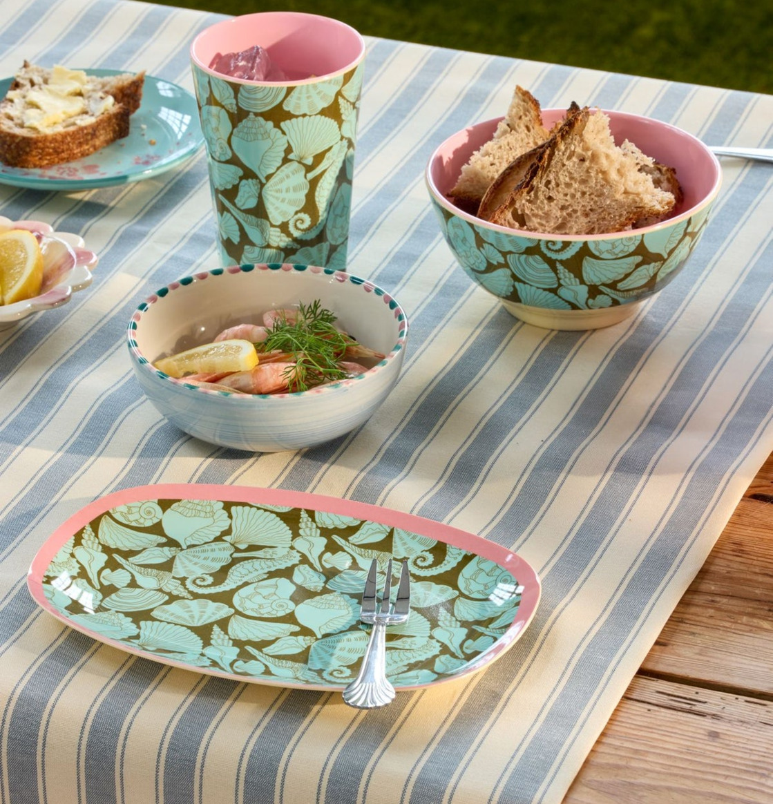 Liten Tallrik Seashell Print Mugg Latte Melaminmugg Rice Tallrikar Djupa tallrikar (ej skål) Desserttallrikar Assietter Barntallrikar