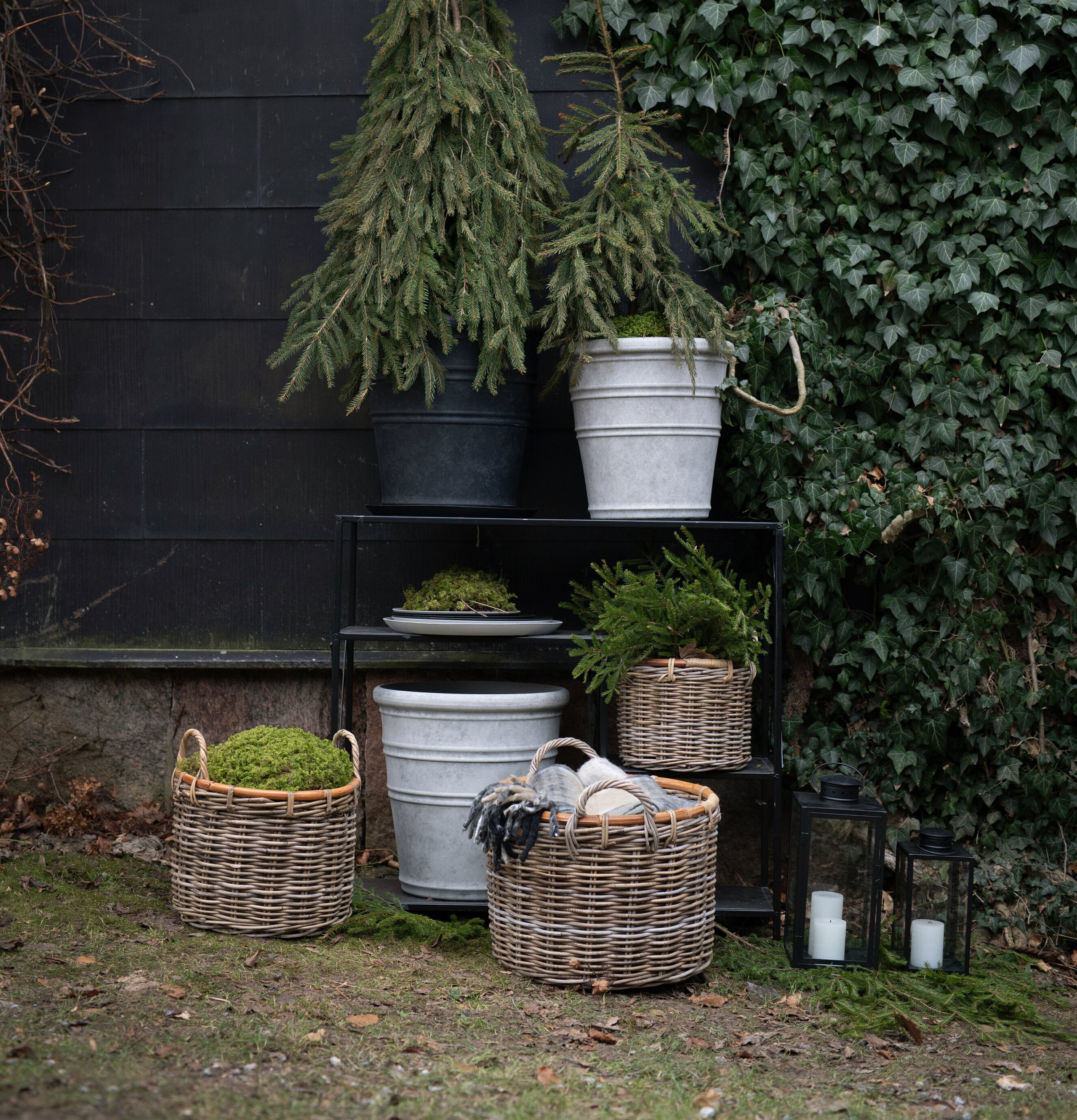 Kruka Set/4 Ljusgrå Wikholm Form Krukor Örtkrukor Glaskrukor