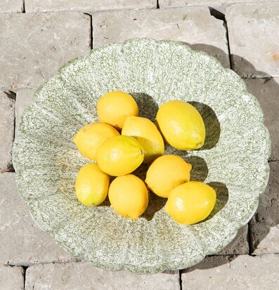 Bild på fågelbad med citroner – inspiration för trädgården