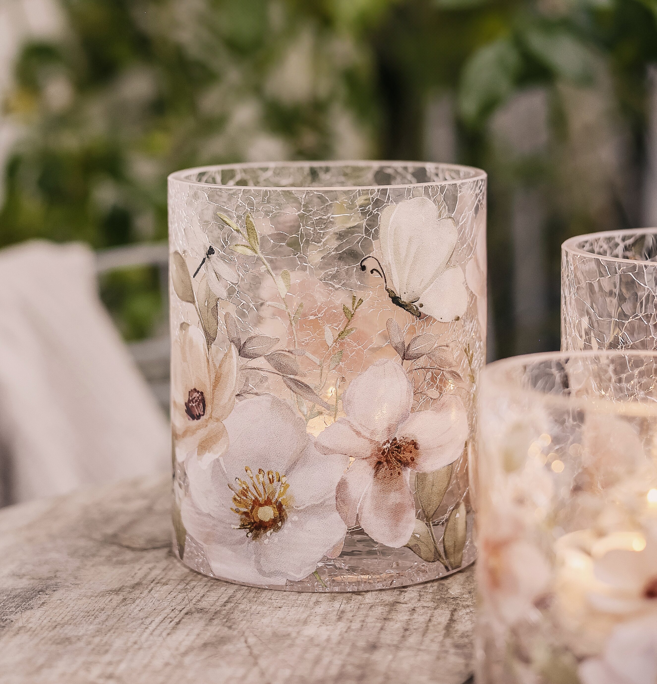 Ljuslykta Blossom & Butterflies 10x12cm Majas Cottage Lyktor Endless Light Ljuslyktor