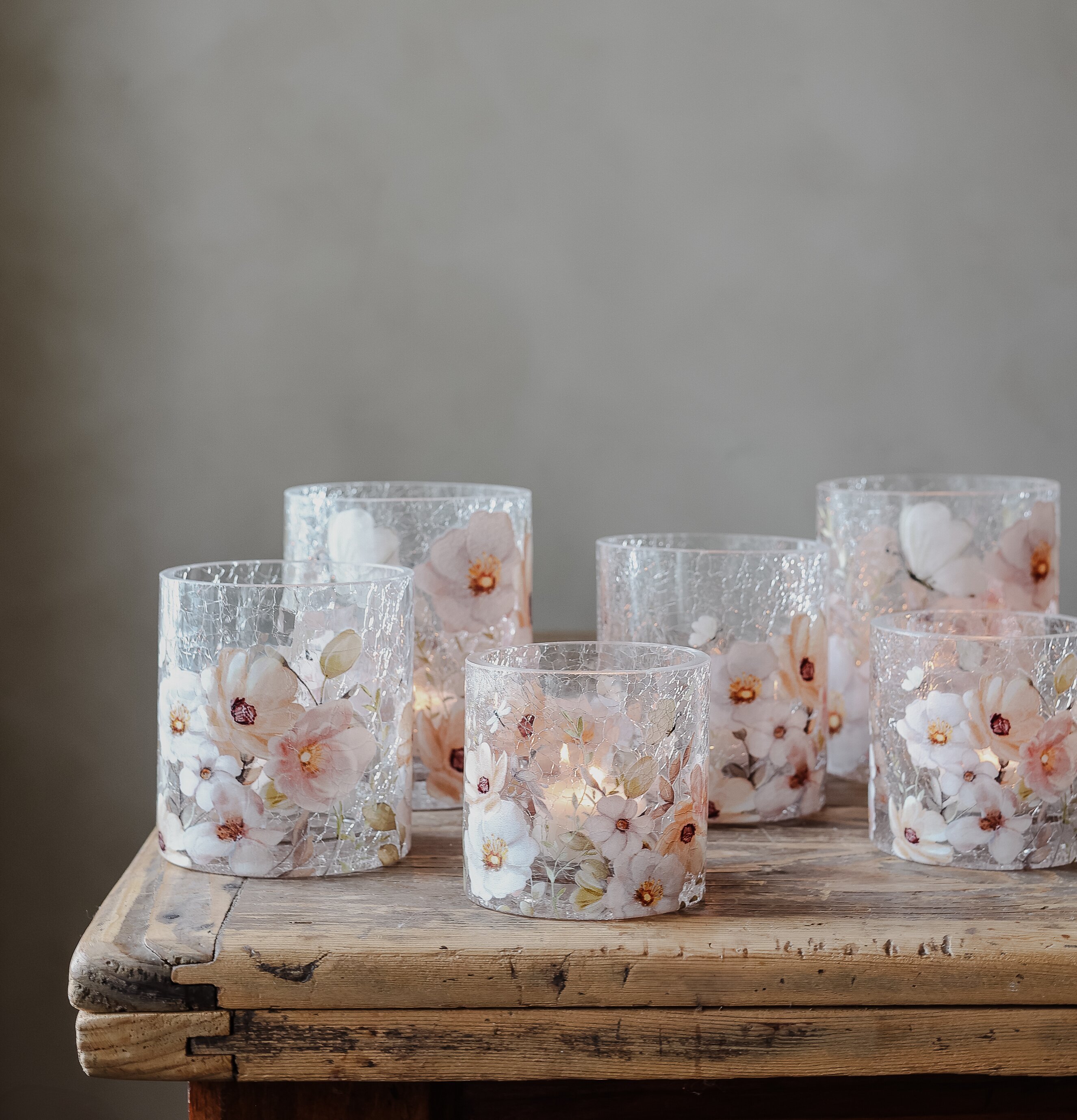 Ljuslykta Blossom & Butterflies 10x12cm 9x10cm 8x8cm Majas Cottage Lyktor Endless Light Ljuslyktor