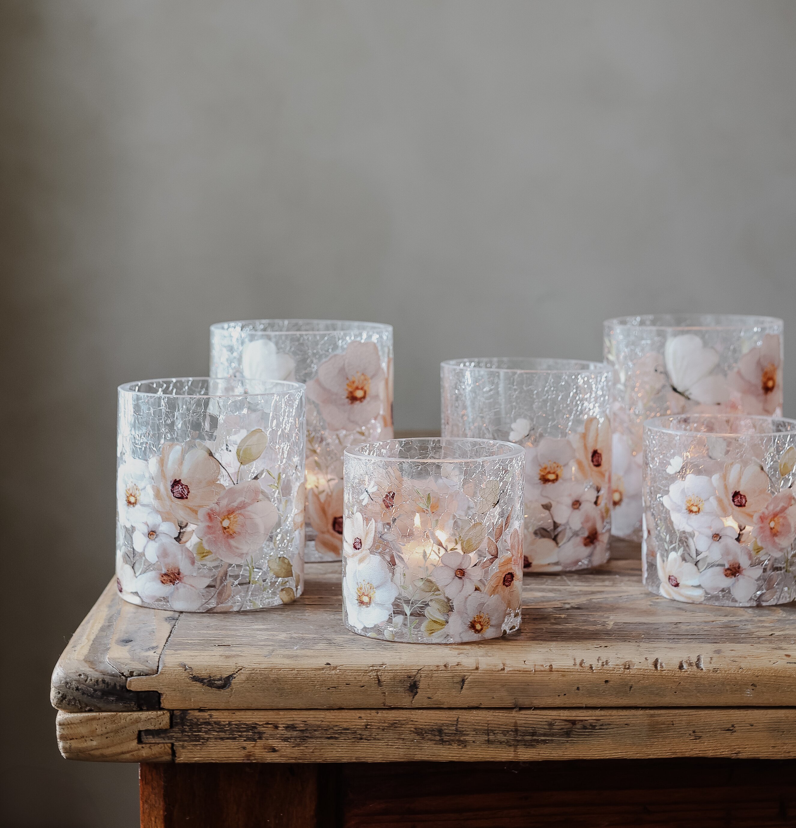 Ljuslykta Blossom & Butterflies 10x12cm 9x10cm 8x8cm Majas Cottage Lyktor Endless Light Ljuslyktor