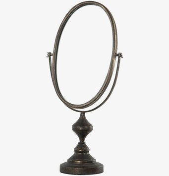 Bild på oval bordspegel med svart ram och justerbar vinkel
