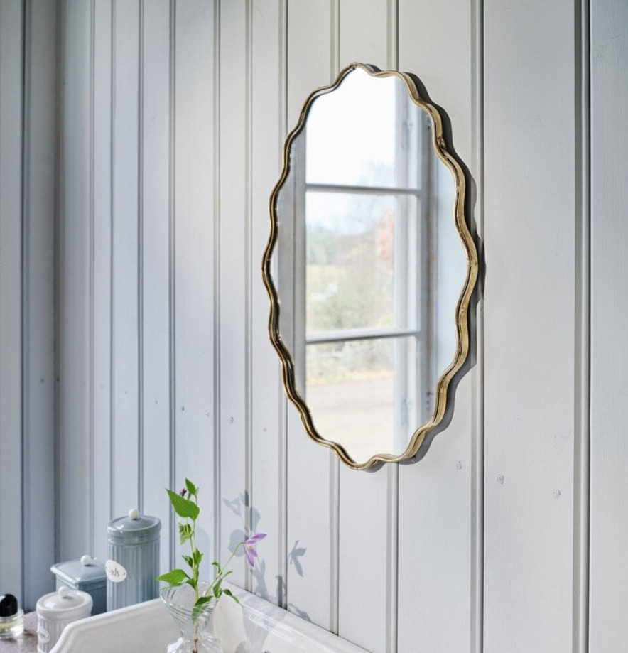 Spegel Jonna Antik Mässing Stor Liten Rostfritt Stål Strömshaga Speglar Väggspeglar Stående speglar