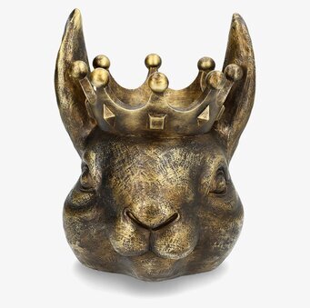 Bild på dekorativ kaninkruka med krona i antik guldton