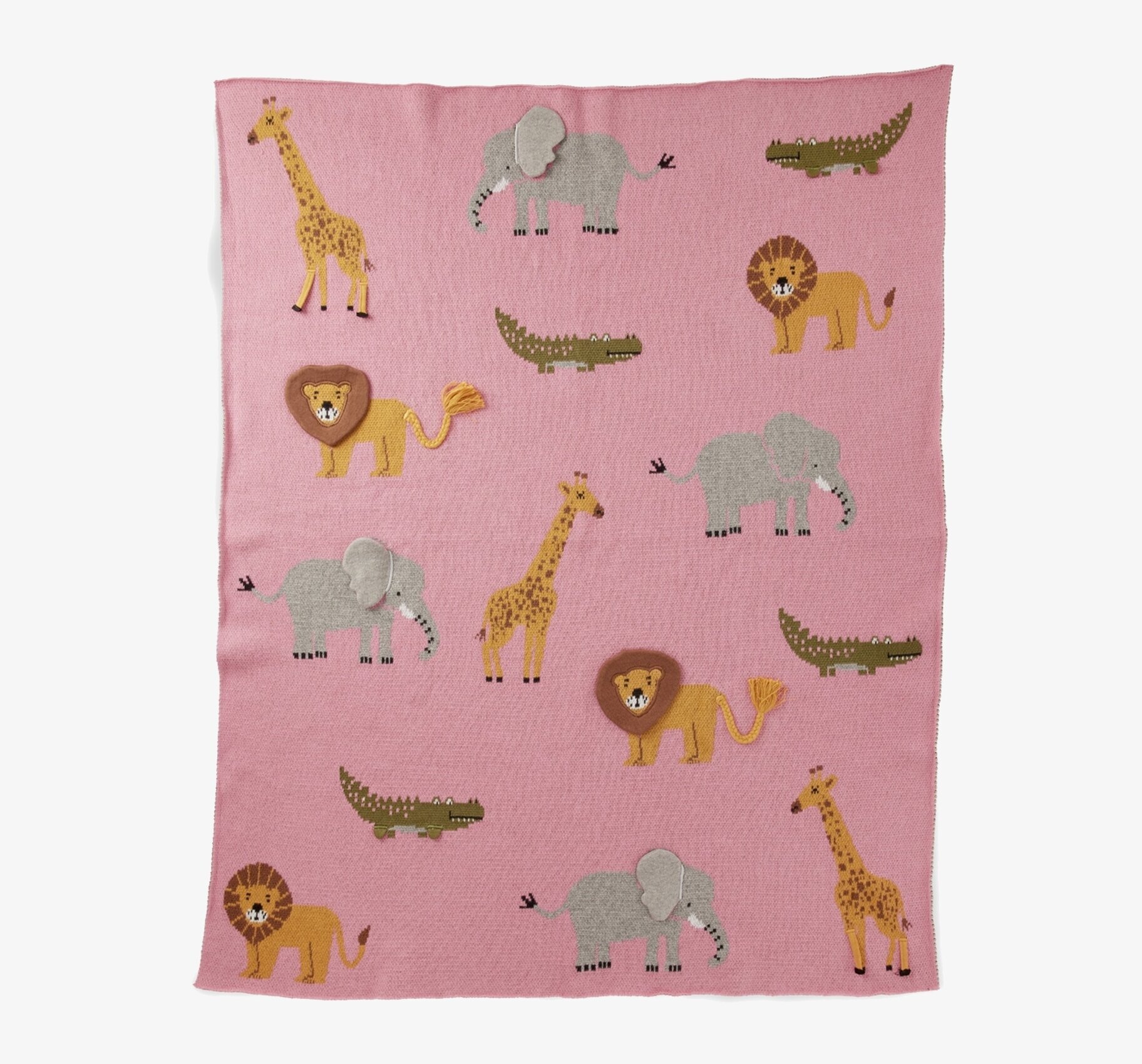 Barnfilt Djungle Pink 3D Rice Täcken, filtar, plädar och överkast Filtar Plädar Överkast