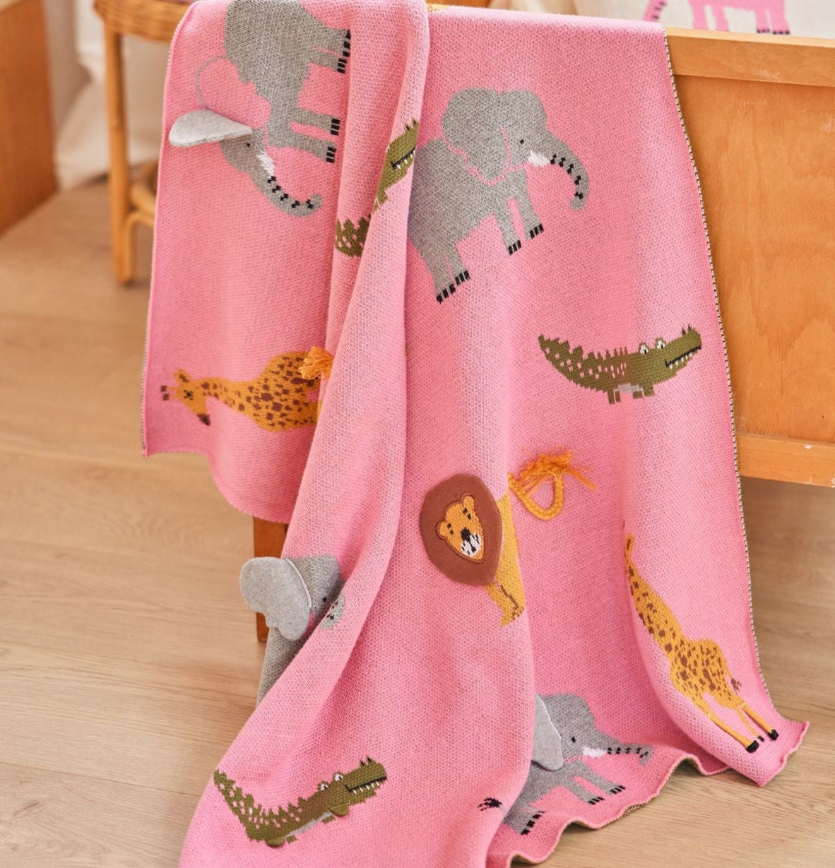 Barnfilt Djungle Pink 3D Rice Täcken, filtar, plädar och överkast Filtar Plädar Överkast