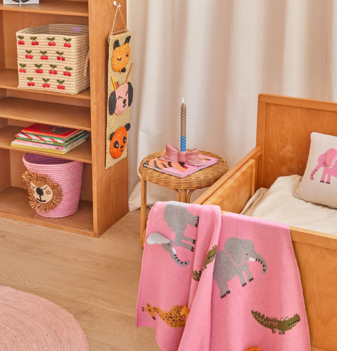 Barnfilt Djungle Pink 3D Rice Täcken, filtar, plädar och överkast Filtar Plädar Överkast