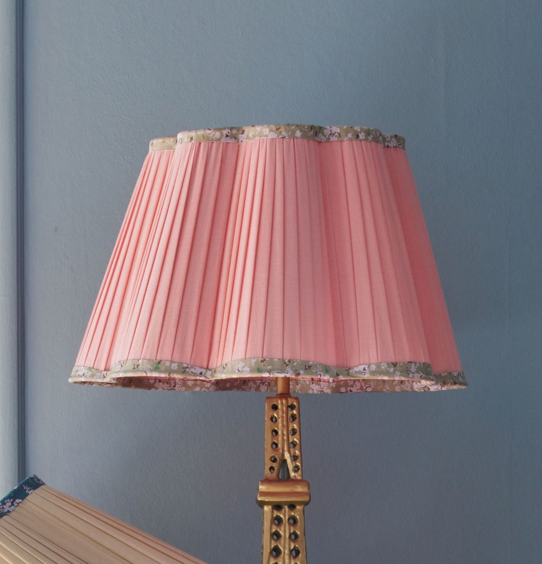 Lampskärm Pink Flower Border Large Rice Lampskärmar