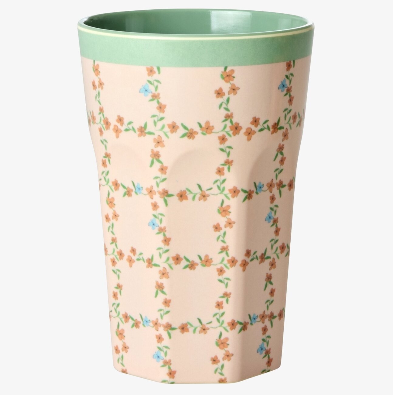 Mugg Latte Checkered Stencil Print Rice Melaminmuggar Lattemuggar i melamin Melaminkoppar