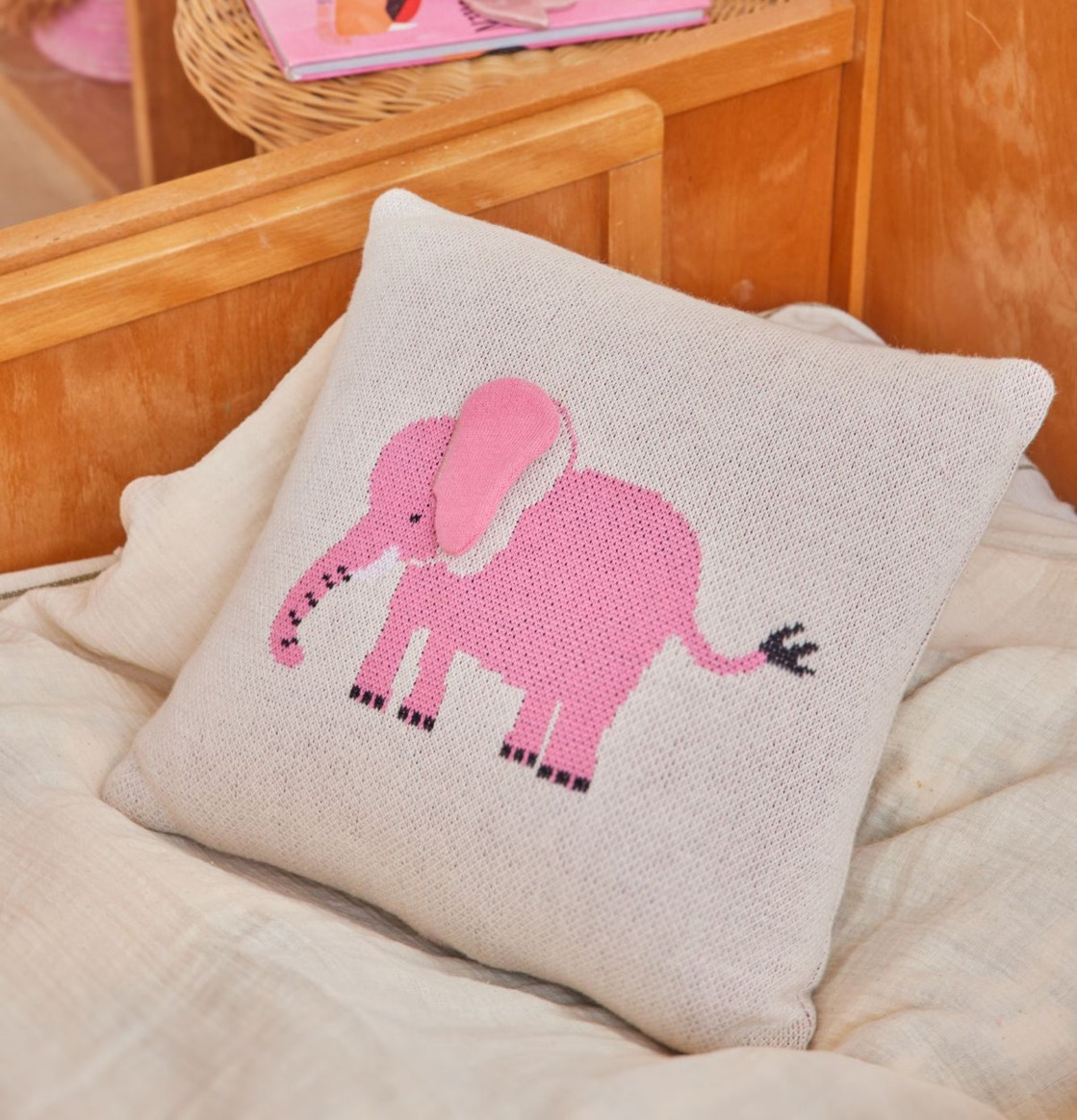 Kudde Elefant Rosa 3D Rice Kuddar Innerkuddar Kuddfodral