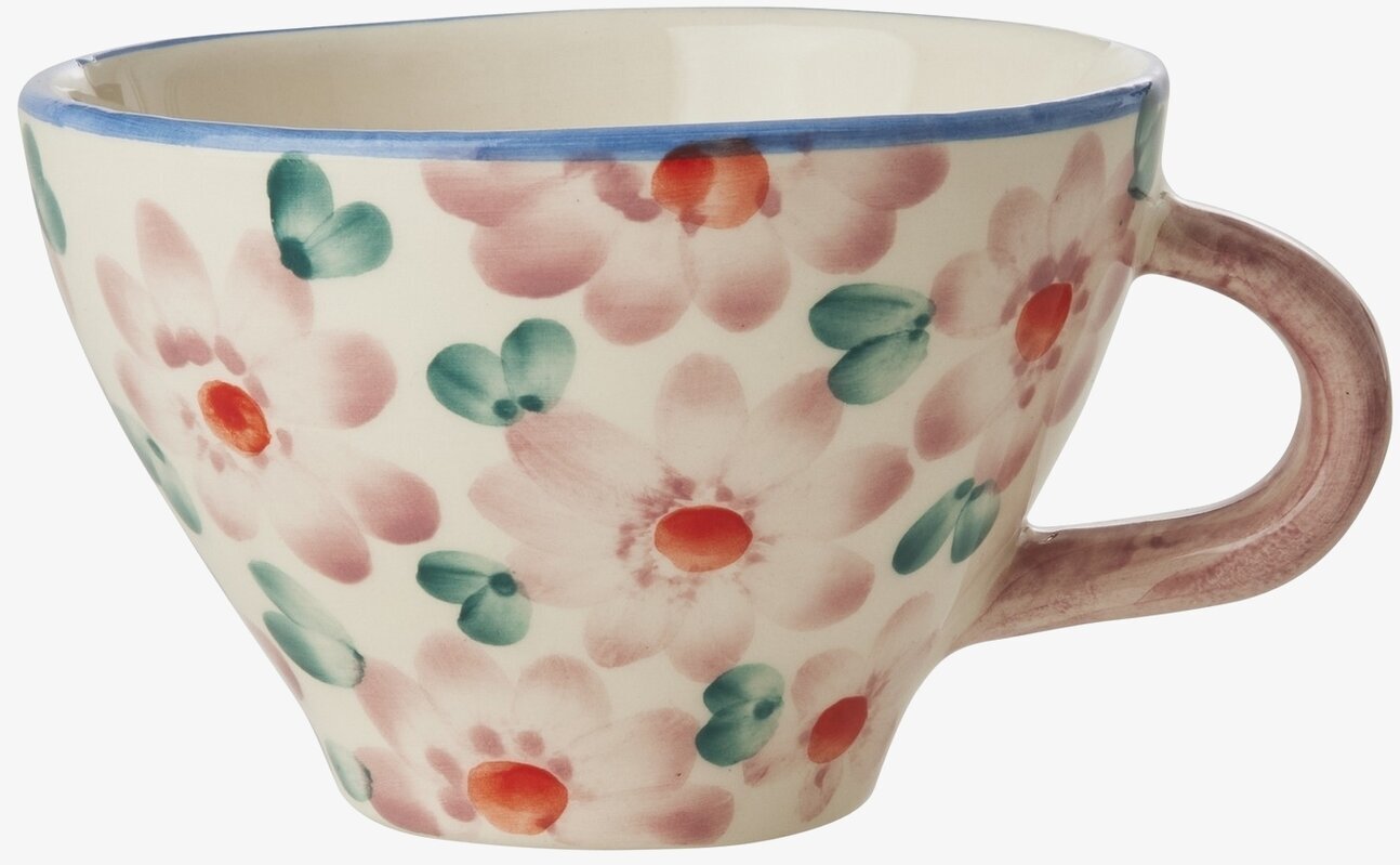 Tekopp Keramik Blommor Rosa Rice Muggar/koppar i porslin, keramik, papper eller biologiskt material organiskt ekologiskt Termomuggar