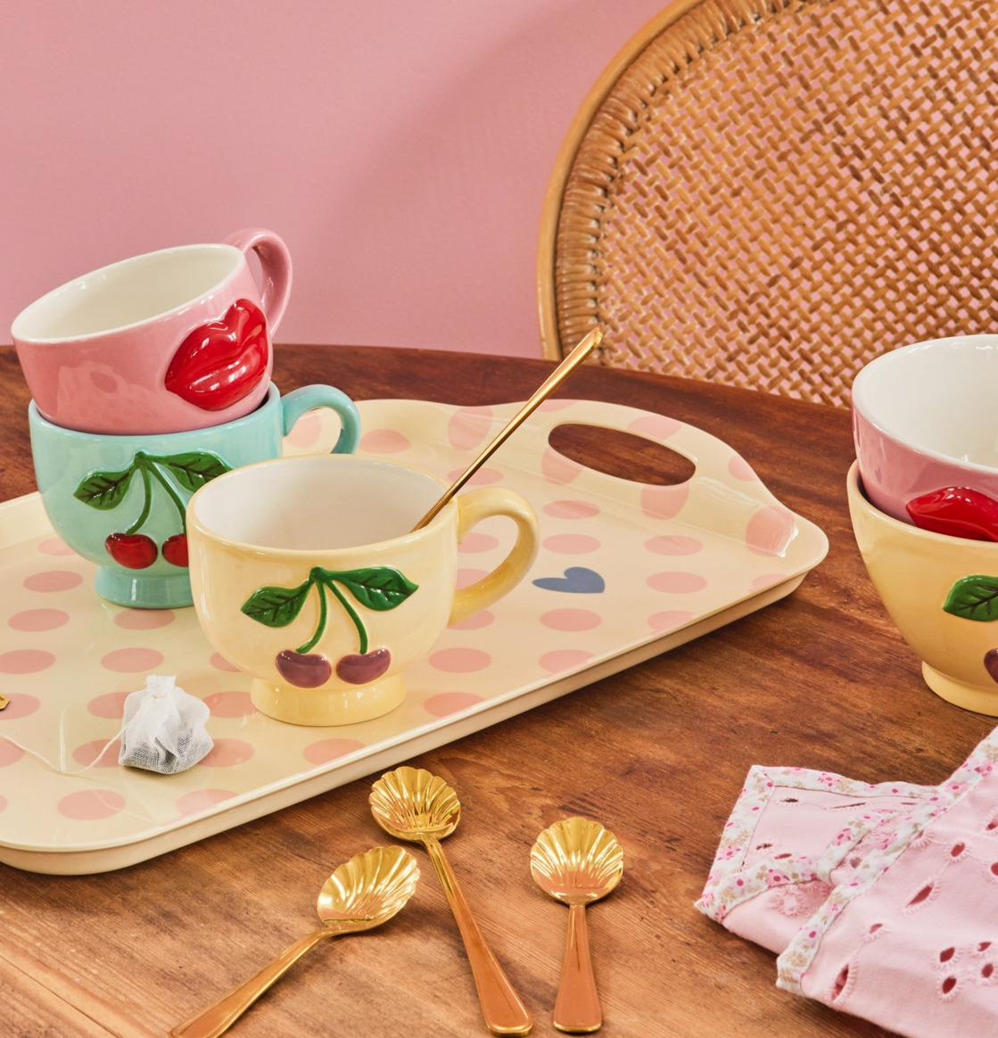 Kopp Keramik Cherry Mint Rice Muggar/koppar i porslin, keramik, papper eller biologiskt material organiskt ekologiskt Termomuggar