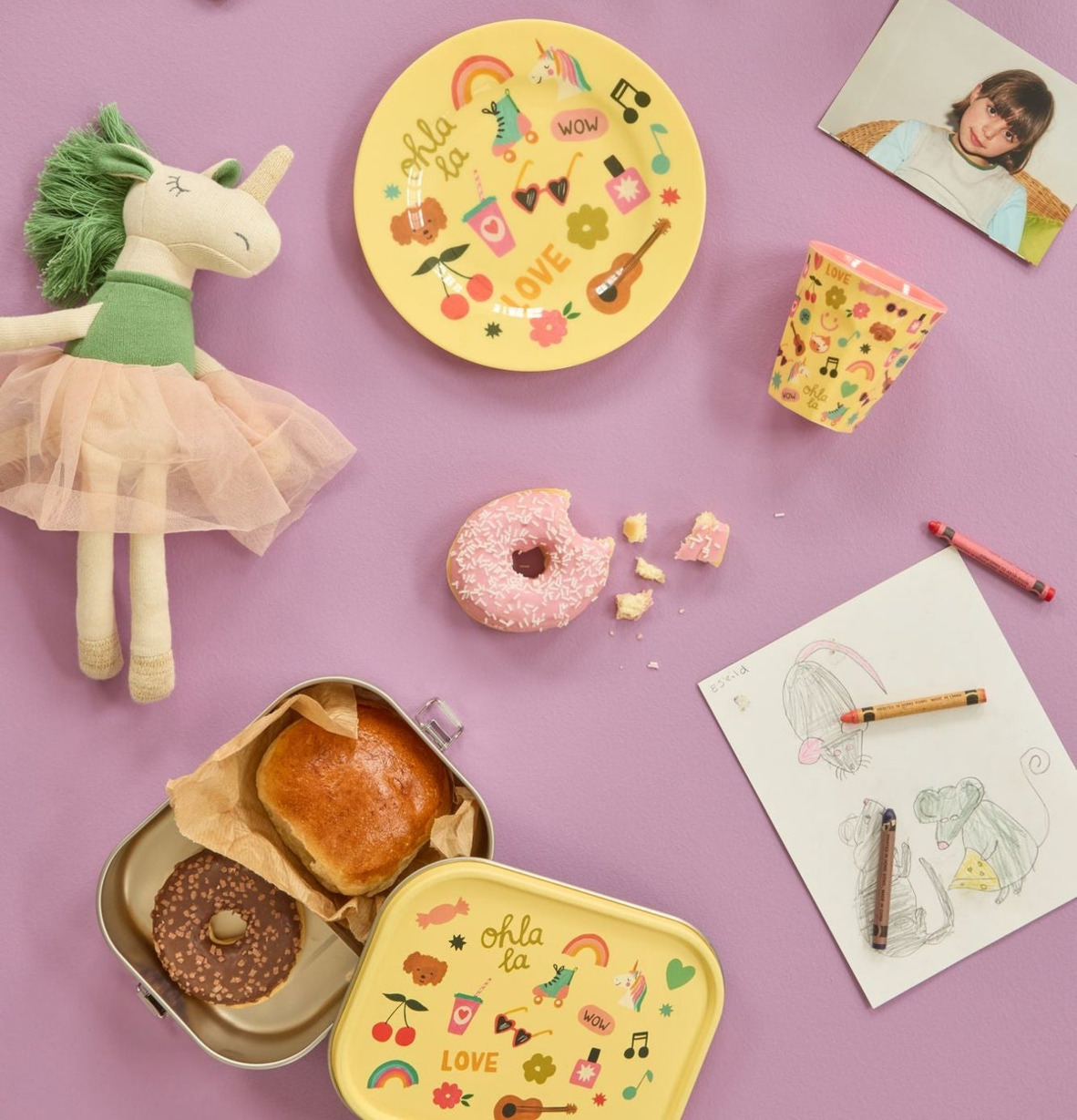 Lunchbox Unicorn Love Print Rice Skålar att äta ur tilltugg Såskannor/Vispskål Skål servering Matlådor Förvaring av