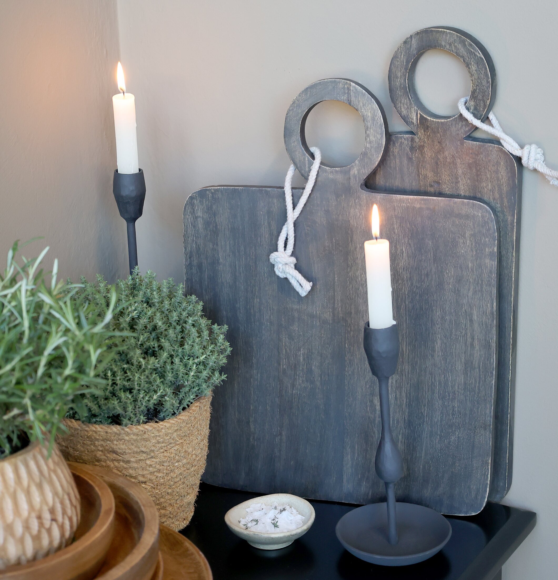 Träbricka Grå Chic Antique Serveringsbrickor Brickset Serveringsfat