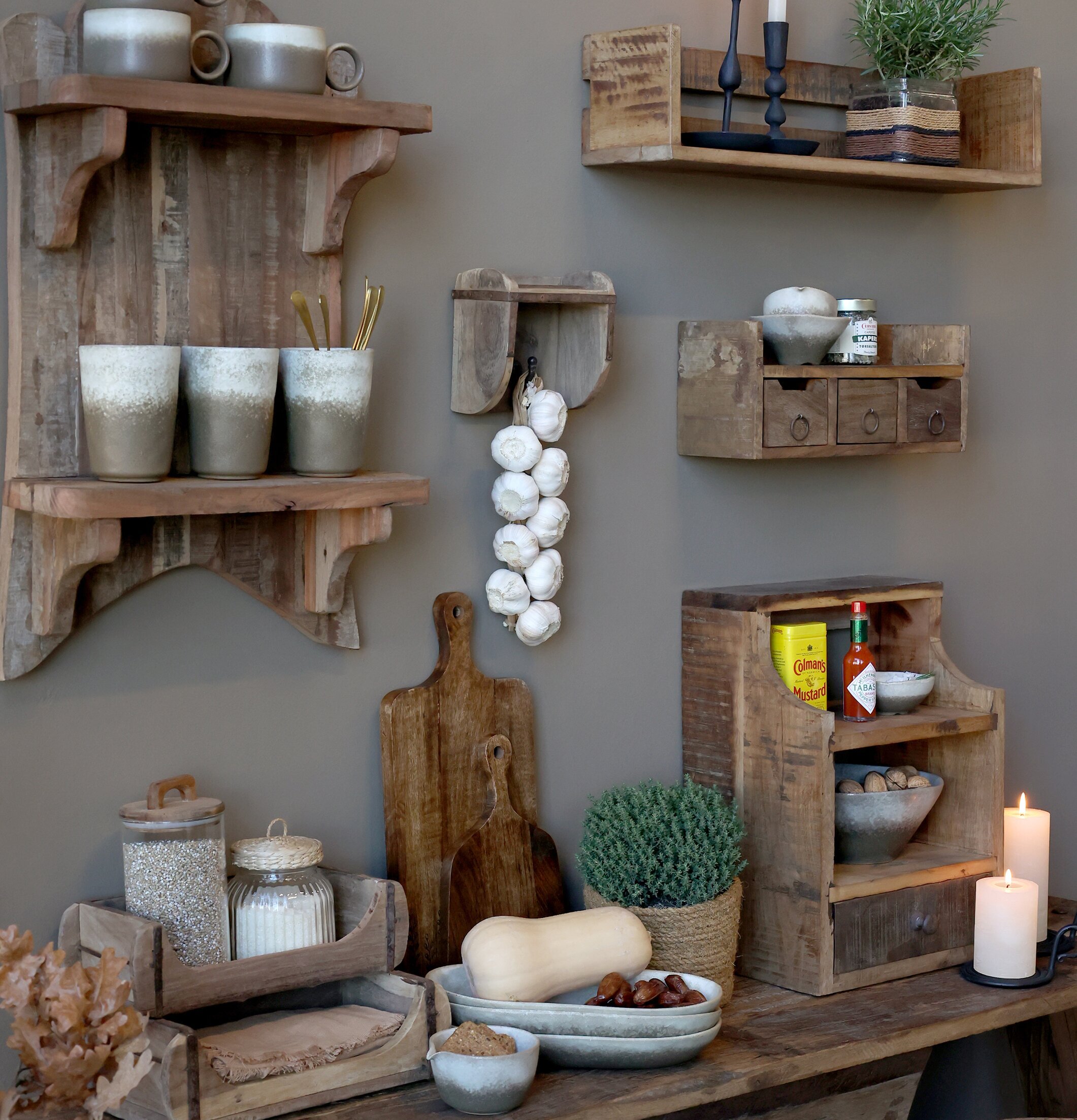 Grimaud Hylla 3 Lådor Chic Antique Vägghyllor