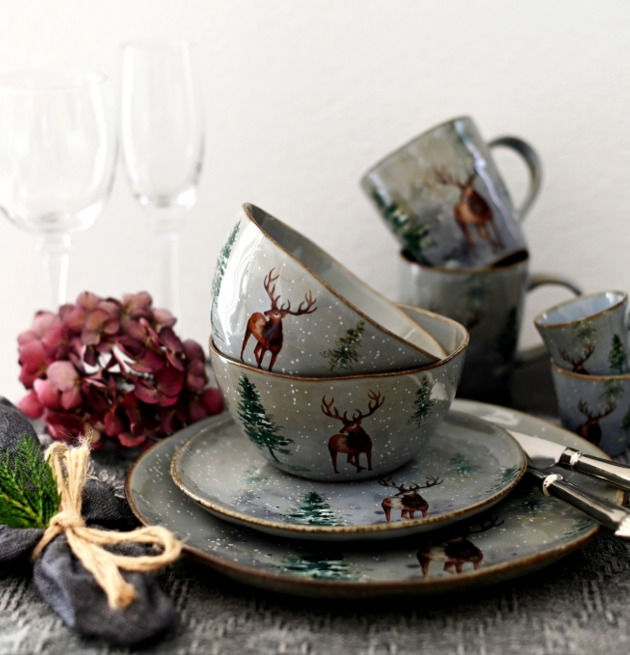 Skål Winter Grey Glöggmugg Mugg Miljögården Skålar att äta ur tilltugg Såskannor/Vispskål servering Matlådor Förvaring av