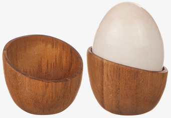 Bild på två äggkoppar i teak – elegant och funktionell design