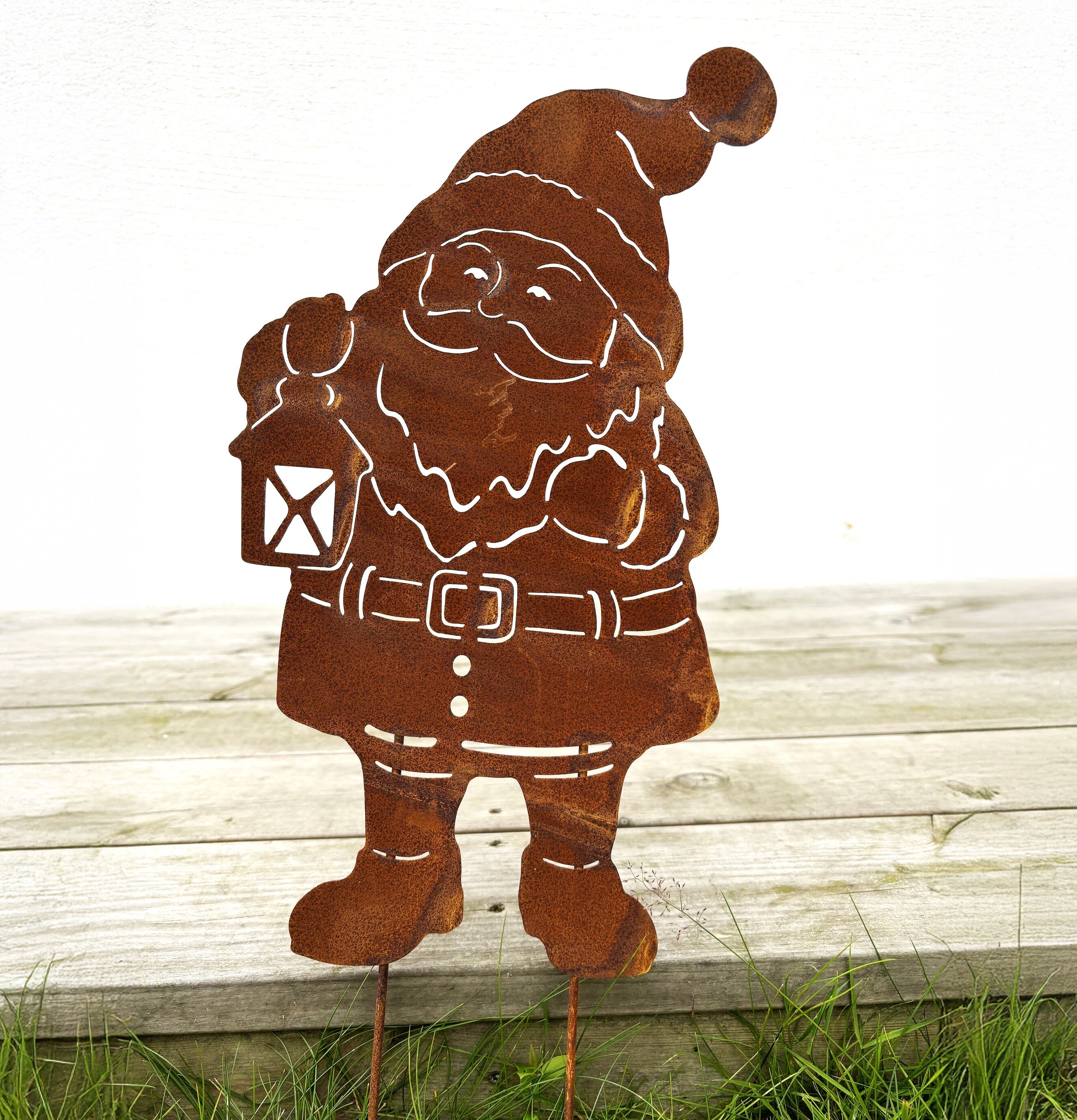 Tomte Med Lykta Rost Lind Decoration Utomhusskyltar Skyltar för utomhusbruk