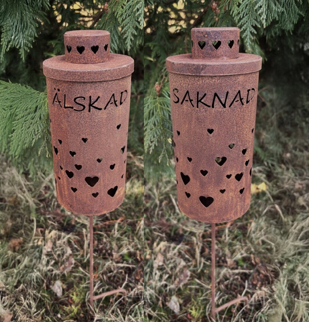 Gravlykta Älskad/Saknad Lind Decoration Gravdekoration Minnessten Änglar Gravlyktor Gravljus